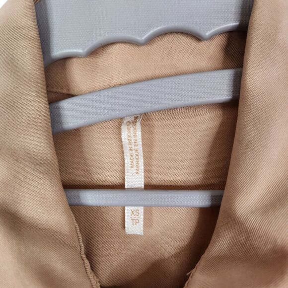 FREE PEOPLE Top Womens XS Blush Pink Metallic Off Campus Button Down‎ Shirt - Picture 6 of 8